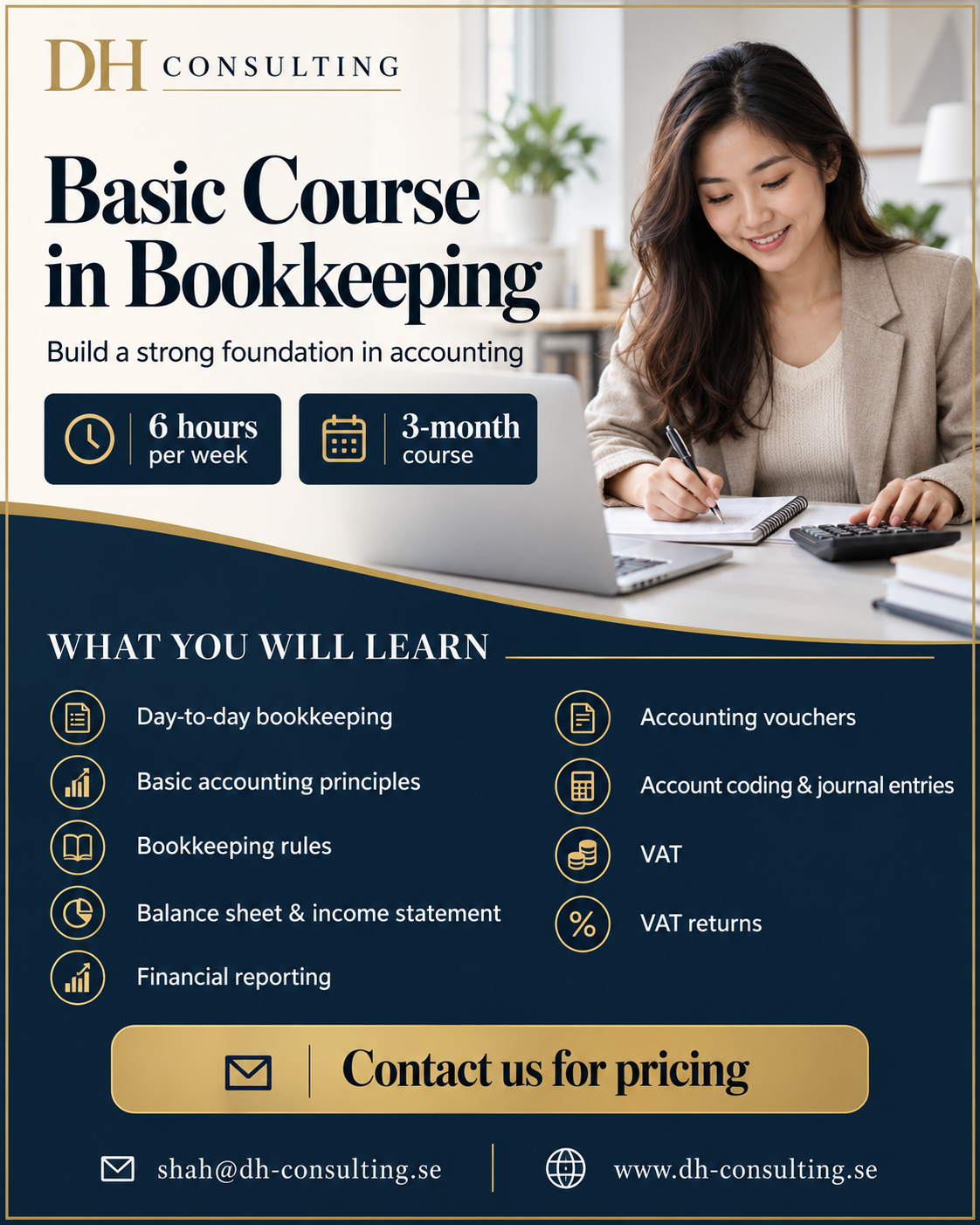 Basic Course in Bookkeeping – kursaffisch på engelska