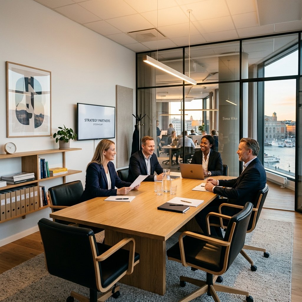 Sleek modern conference room at DH Consulting